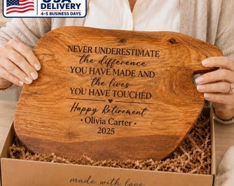 Regalo de jubilación, tabla de cortar personalizada, regalo de feliz jubilación, regalo de despedida para un compañero de trabajo, regalo de agradecimiento, tabla de embutidos personalizada