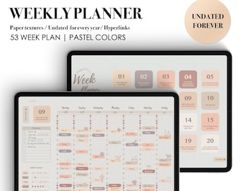 Planejador Semanal Digital sem Data: Goodnotes e Notability (PDF)