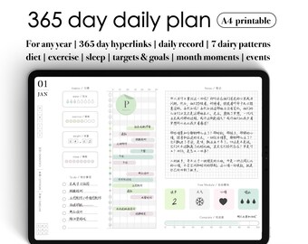 Planejador Diário Digital sem Data: Modelo Goodnotes e Notability (PDF)