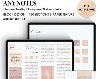 Landscape Digital Notebook: Pastel Colors, Grid + Line Notes (PDF)