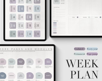 Planejador Semanal Digital sem Data: Goodnotes, Notability (Modelo PDF)
