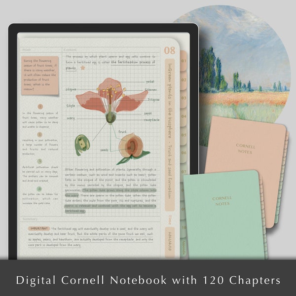 Cuaderno digital Cornell, Notas digitales, Diario Cornell, Notas Goodnotes Cornell, Plantilla de notabilidad, plantilla goodnotes, Cuaderno iPad