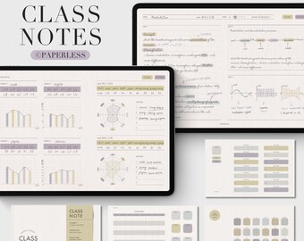 Cuaderno de clase digital: Apuntes de Cornell, plantillas de cuadrícula y línea (PDF)
