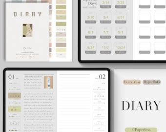 Diário Digital sem Data: Goodnotes, Notability, iPad (PDF)