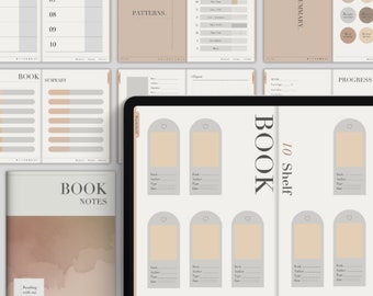 Diário de Leitura Digital: Modelo de Anotações de Livros Goodnotes (PDF)