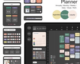 Planejador digital multifuncional 2026, plano anual, mensal, semanal e diário para Goodnotes Notability Notewise (PDF)