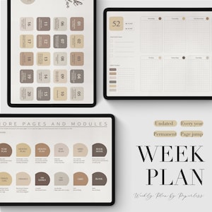 Undated digital weekly planner, Week plan, weekly journal, Goodnotes week planner, Notability week plan, iPad week planner, digital planner