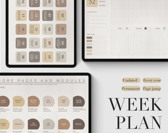 Planejador Semanal Digital sem Data: Goodnotes e Notability (PDF)