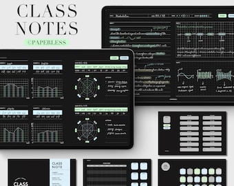 Caderno de aula digital: anotações de Cornell, páginas de grade e linhas (PDF)