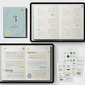Blue color Undated digital 3 year diary, digital calendar, Goodnotes diary, Notability diary, iPad 3 year diary, digital 365 day diary
