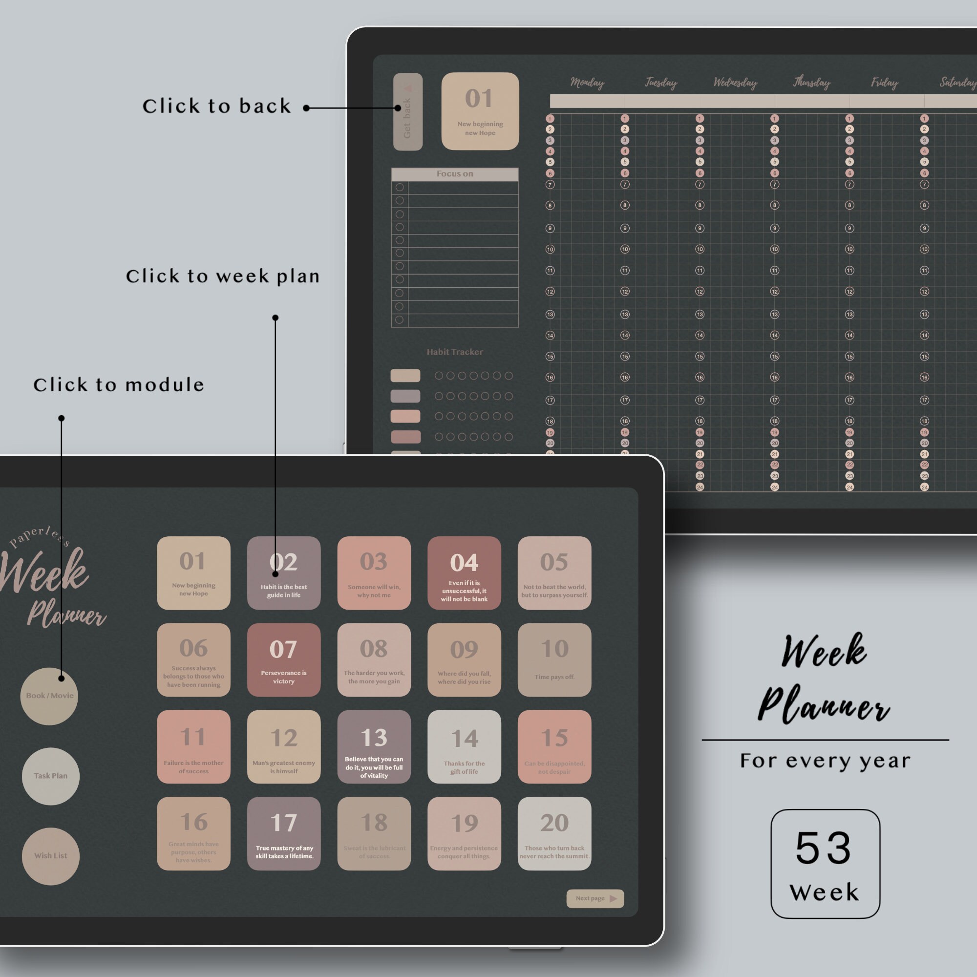 Undated Digital Weekly Planner: Pastel Colors, Hyperlinked (PDF) - Etsy