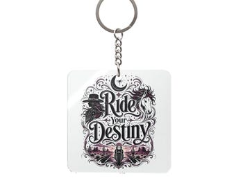 Ride Your Destiny Acrylic Keychain | Motorcycle Equestrian Gift (Runes & Reins)