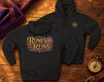 Runes & Reins Western Norse Hoodie | Antique Gold Purple Pullover (Made to Order)