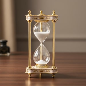 Vintage Brass Style Hourglass 30 Minute Timer, Glass Sand Timer, Elegant Desk Decor, Classic Office Ornament, Decorative Gift