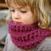 Hand Knit Chunky Cowl, Earwarmer/Headband for Toddler or Child - Plum