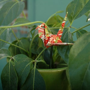 Origami Peace Crane On A Stem  - Colors Your Choice
