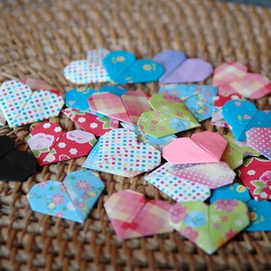 20 Small Origami Hearts - 1.5&quot; Assorted Colors And Patterns