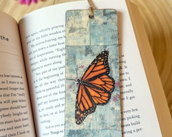 Handmade Wooden Bookmark | Original Monarch Butterfly Art