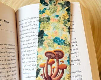 Handmade Wooden Bookmark | Mushrooms / Fungi / Mycelium Original Art
