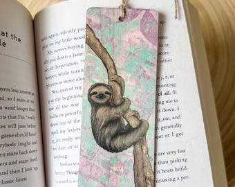 Handmade Wooden Bookmark | Sloth Original Art