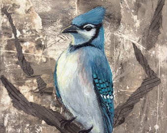 Blue Jay / Great Blue Heron Original Artwork Fine Art Print
