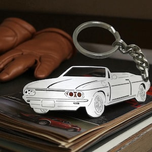 Custom keychain, fathers day gift, personalized stainless steel keyring, gifts for him, custom Chevy corvair 1966