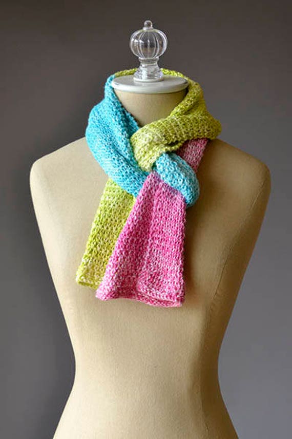 Beginners Knitting Kit Color Block Knit Scarf Knitting Kit Etsy