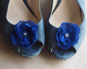 Blue Shoes Clips, Navy Wedding Flowers for Shoes, Navy Bridal Shoes Clips, High Heel Shoe Pins, Navy Blue Shoes Flower Clips for Women