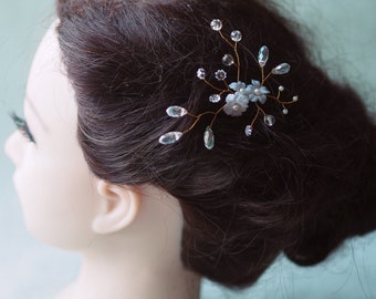 Épingles à cheveux de mariage en cristal, épingles à cheveux florales de mariée, ornements de cheveux Updo Invité de mariage, morceaux de cheveux en cristal, bijoux de cheveux pour occasions formelles