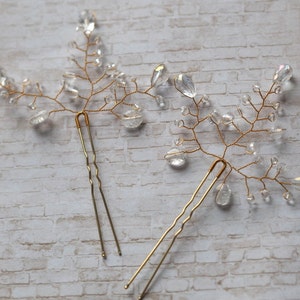 Wedding Hair Pins, Crystal Headpiece, Bridal Hair Pins, Rose Gold  Hair Piece, Crystal Hair Vine, Rose Gold Headpiece, Bridal Hair Jewelry
