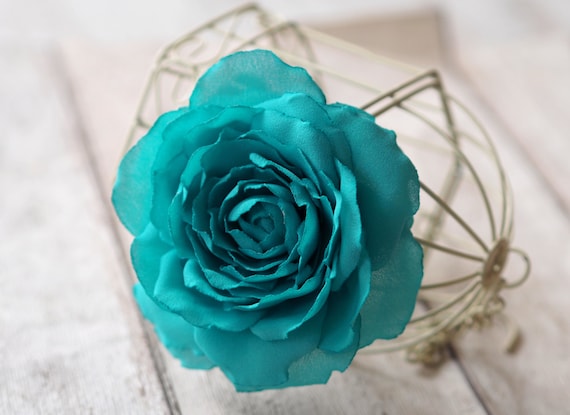 Teal Flower for Hair Hair Flower Turquoise Turquoise Hair Flower
