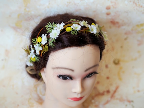 White Flower Crown for Girls, First Communion Floral Halo 
