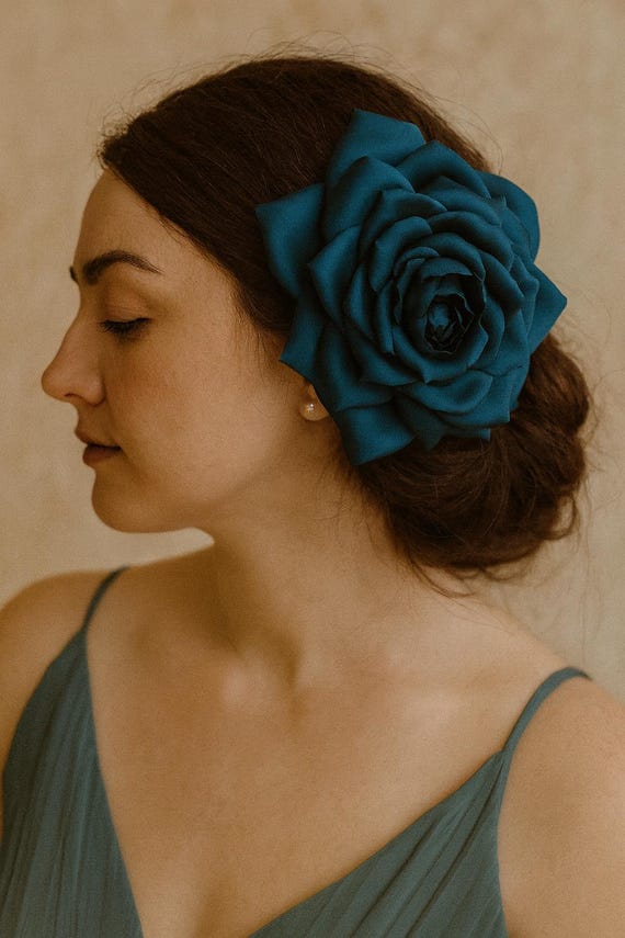 silk flower brooch for dress EVELINA | Silk flower brooch