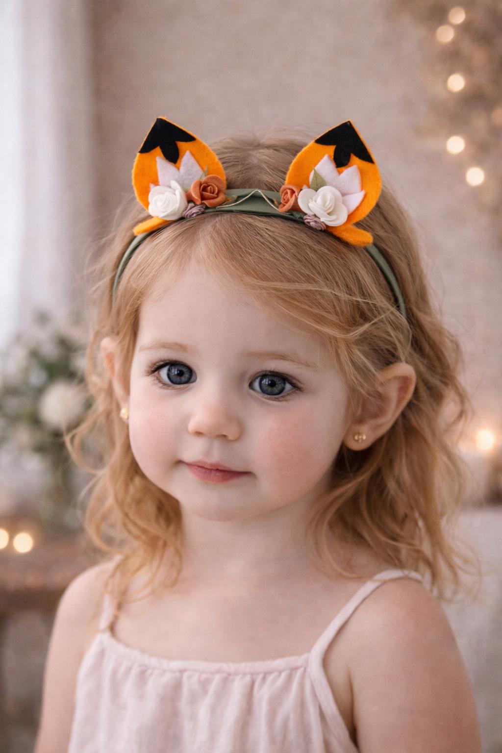 フェルト製キツネ耳ヘアクリップ - 森の動物ヘッドバンド（女の子の