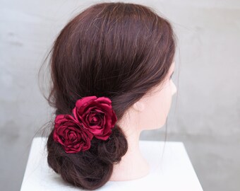 ヘアアクセサリー Herlipto rose satin hairclip red Rose Satin Clip