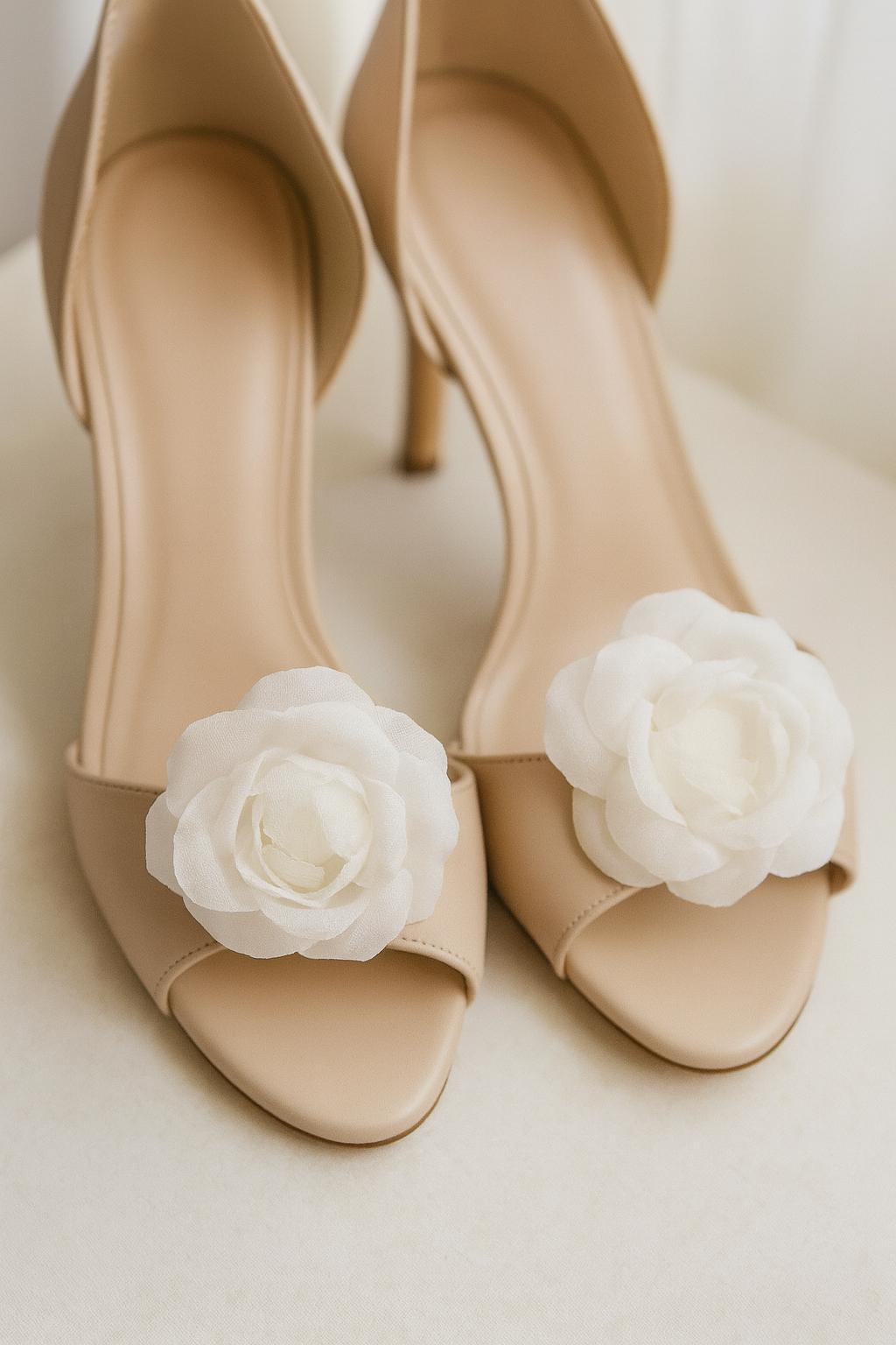 2 Paires De Clips Chaussures Motifs Orchidées - Décorations Amovibles Pour Sandales, Talons, Plage Et Soirée