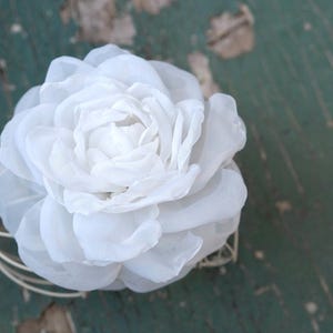 Large White Rose Hair Clip, Silk Flower Brooch, Bridal Hair Accessory, Wedding Corsage Pin image 13