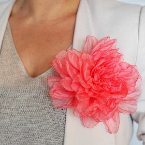 Big Pink Flower Brooch, Large Silk Flowers Pin, Shoulder Corsage Flower Brooch for Dress, Extra Large Flower Pin, Oversized Shoulder Flower