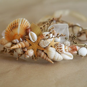 Sea Shell Mermaid Crown, Beach Wedding Headband, Beach Wedding Crown, Beach Hair Accessories, Beach Bridal Tiara, Starfish Mermaid Headpiece image 8