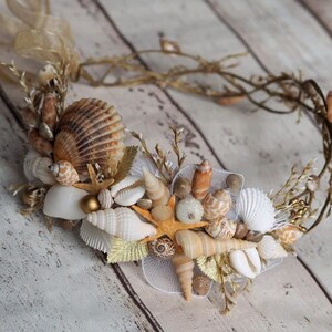 Sea Shell Mermaid Crown, Beach Wedding Headband, Beach Wedding Crown, Beach Hair Accessories, Beach Bridal Tiara, Starfish Mermaid Headpiece image 9