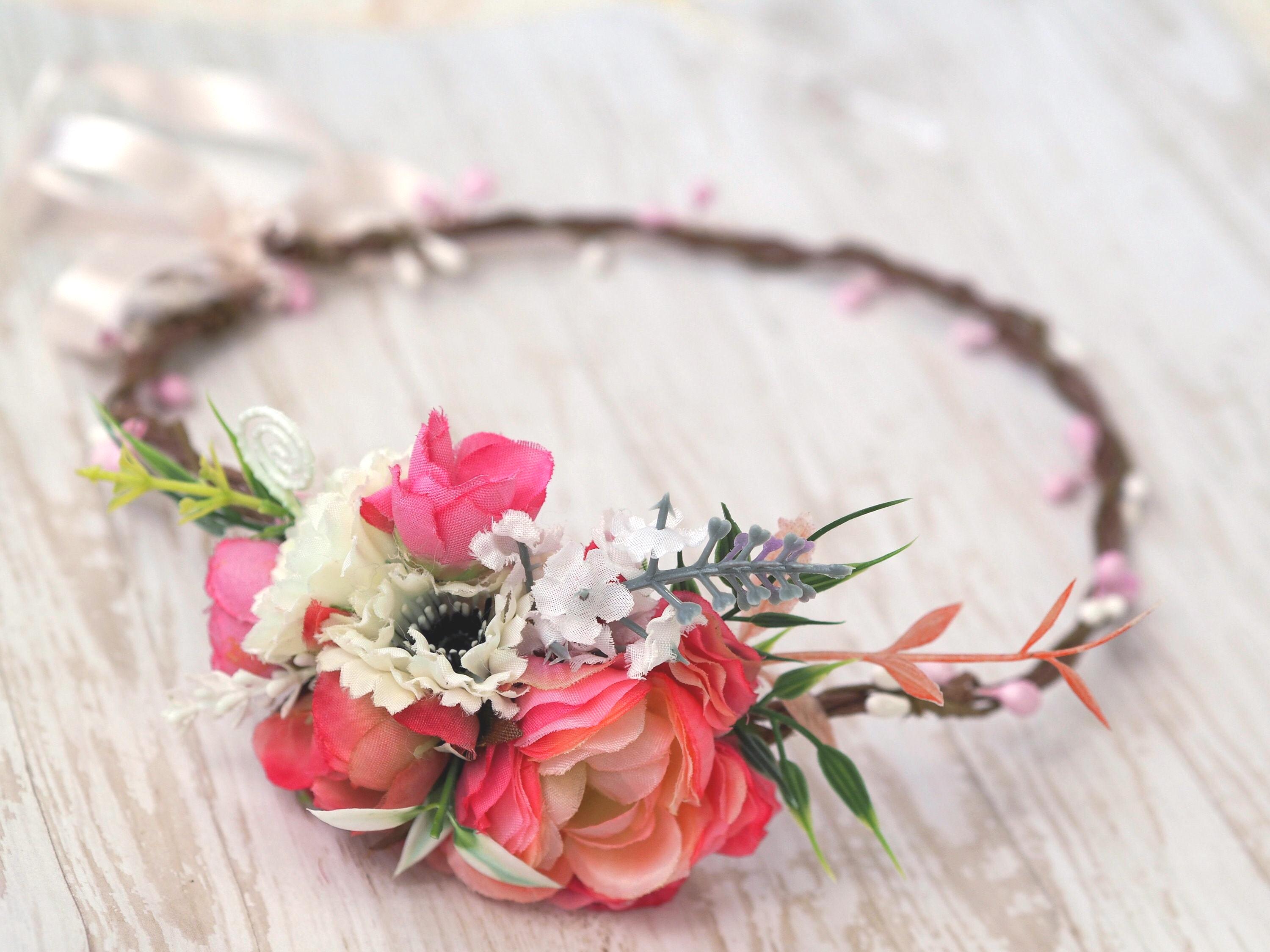 Maternity Flower Crown Wedding Headband Polyestersize adjustable floral June Bloomy Bridal Flower Crown - Rose Floral Headband for  main image 4