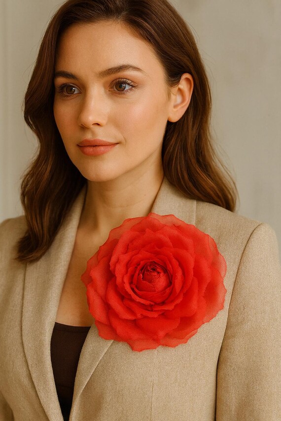 Grande Broche épingle à Cheveux Fleur Rose - Accessoire De Mariage, Demoiselle D'honneur, Vintage Boho