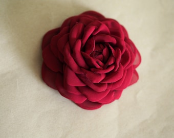 Red Rose Hair Clip, Red Flower Hair Accessories, Red Rose Fascinator, Silk Red Rose for Hair, Burgundy Rose Fascinator, Rose Flower Brooch