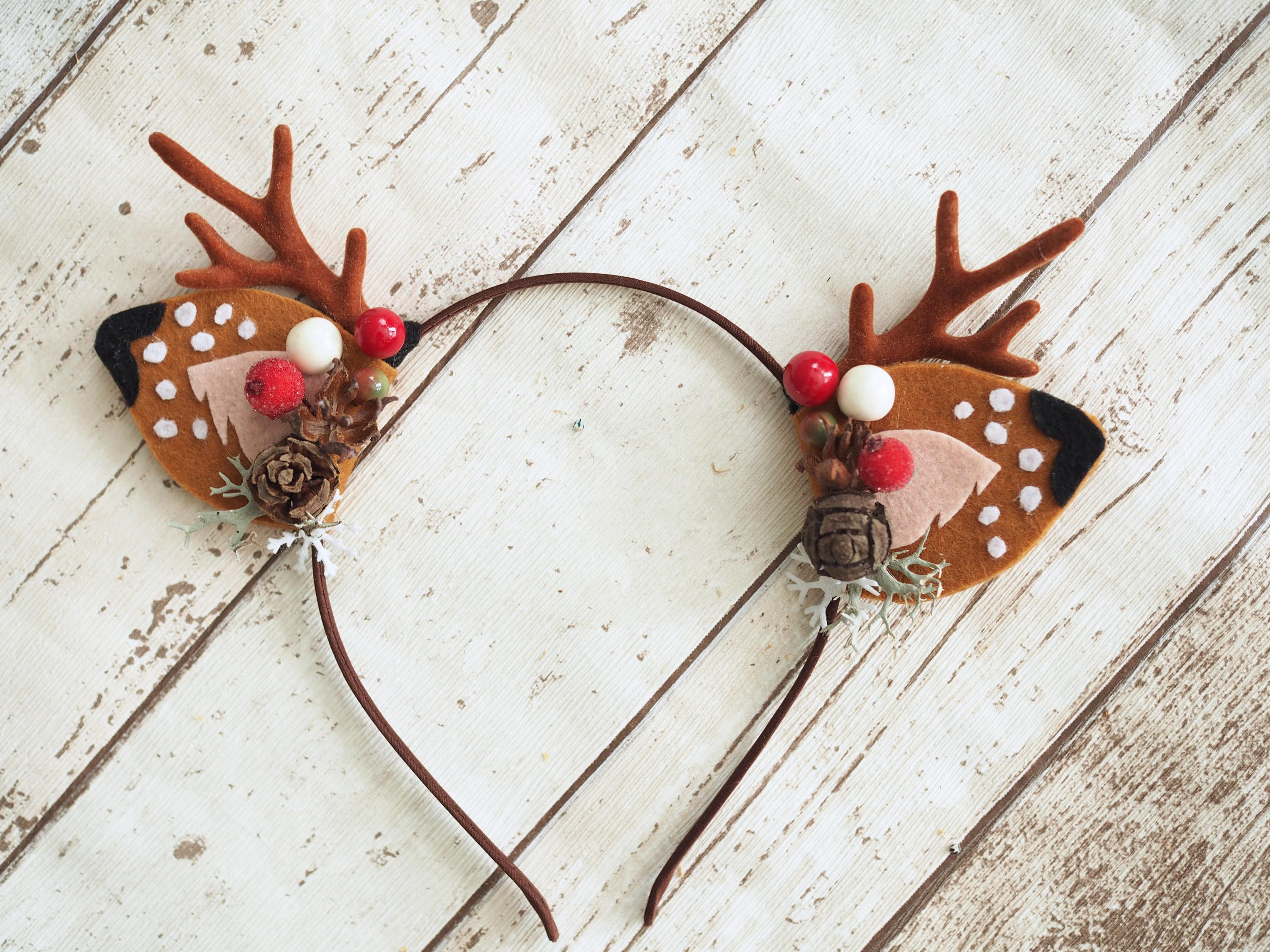 Unisex Christmas Deer Antler Headband Fabric Adjustable for Holiday Parties Deer Antlers Headband – AbracadabraNYC main image 2