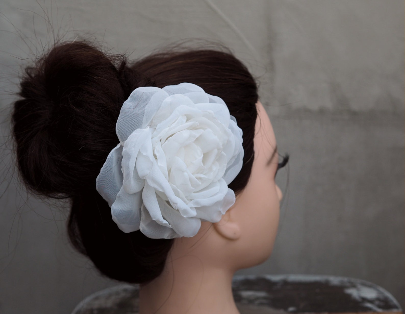 Large Silk Flower Brooch Big Flower for Bridal Hair White Etsy