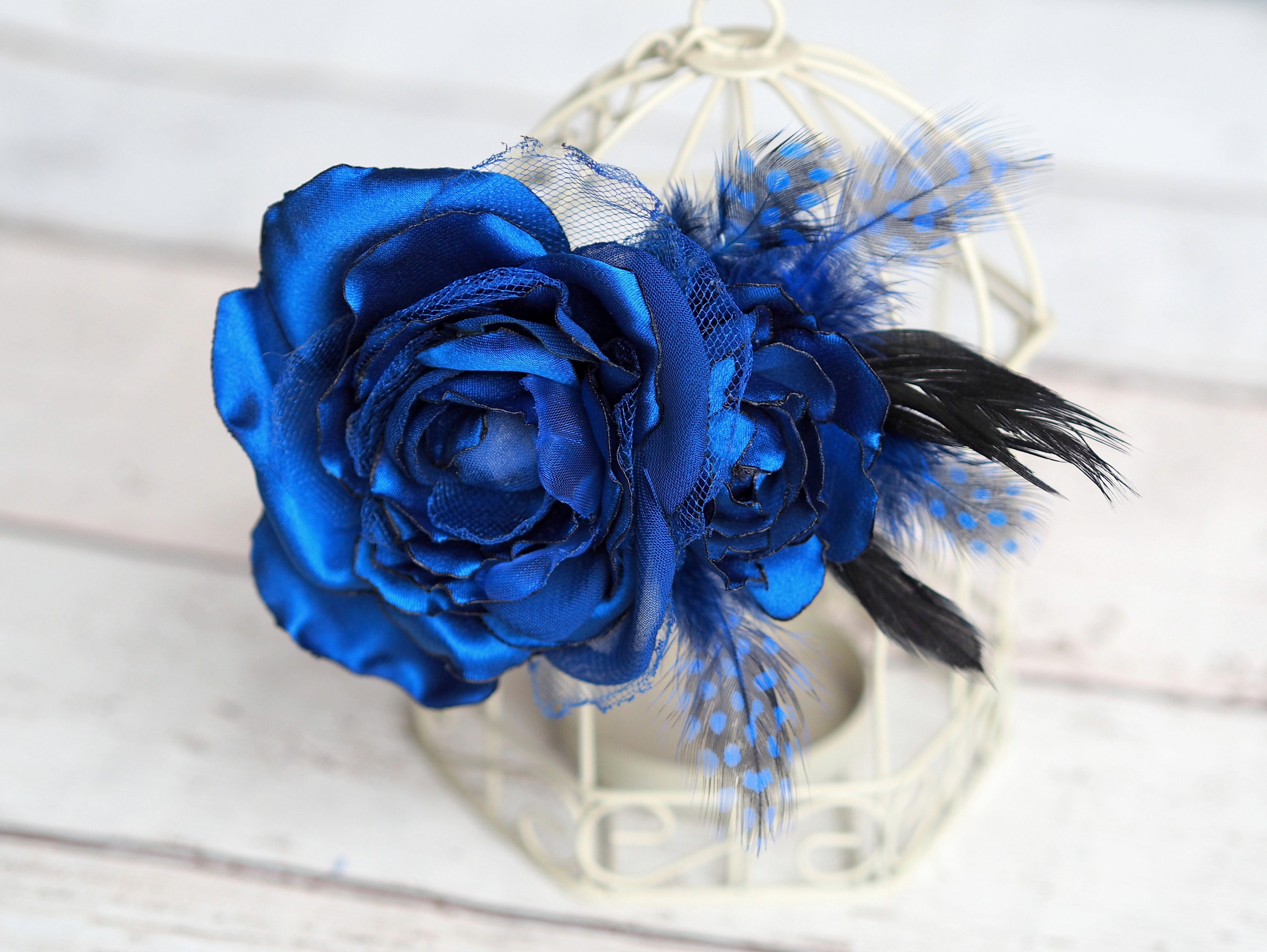 Blue rose hair clip deals