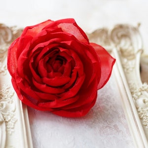 Red Rose Hair Clip, Red Flower Accessories for Weddings, Red Hair Flower Valentines  Rose Brooch Pin, Valentines Rose Brooch Pin