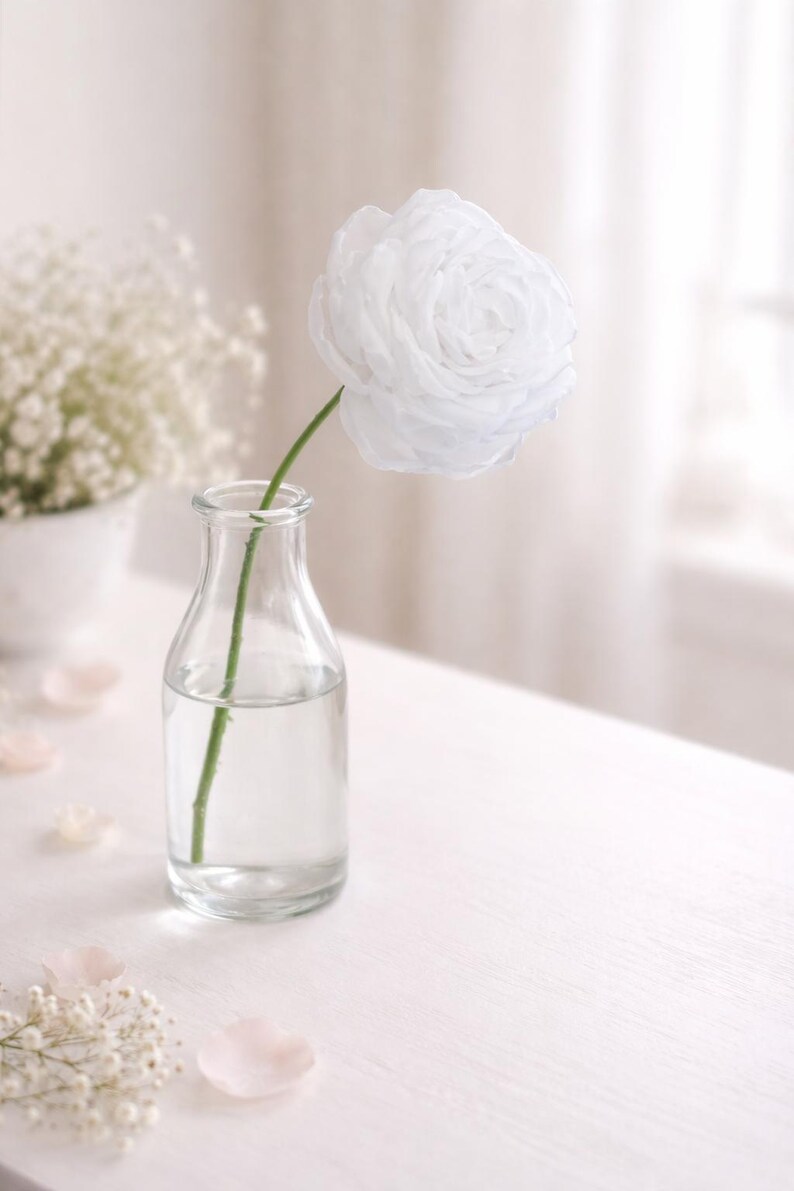 Large White Rose Hair Clip, Silk Flower Brooch, Bridal Hair Accessory, Wedding Corsage Pin image 12