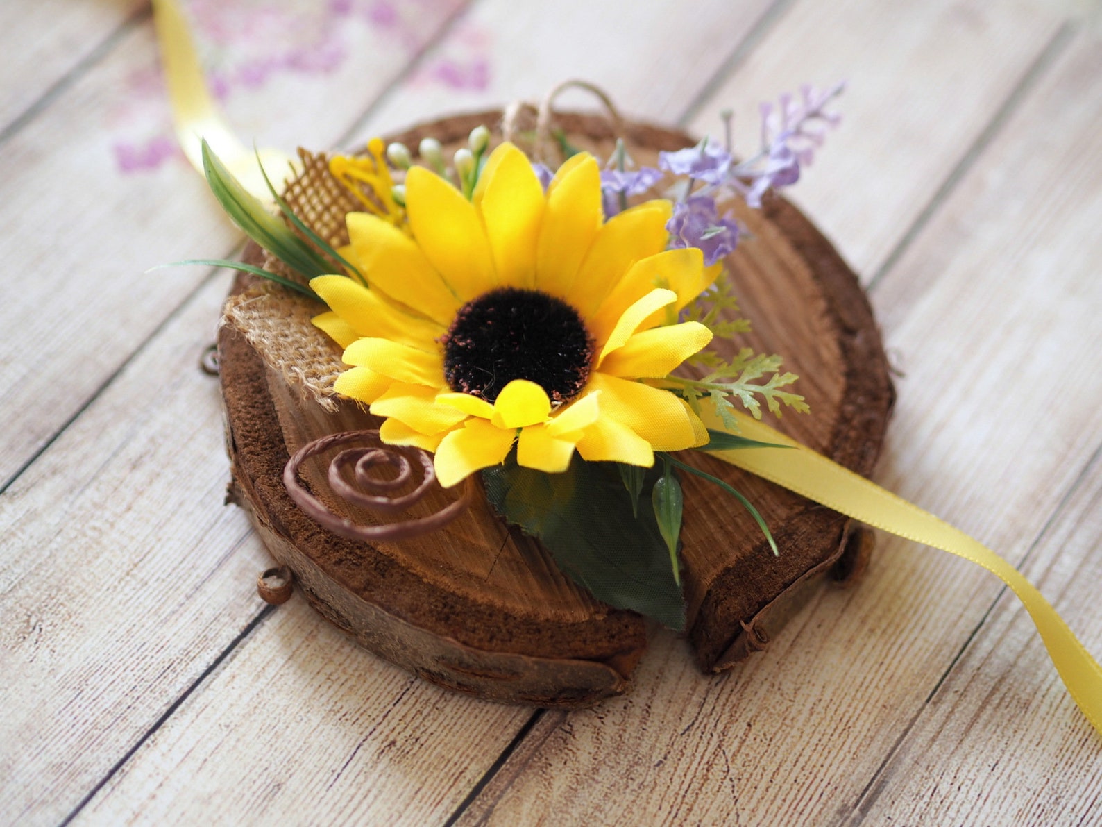Sunflower Corsage Sunflower Wrist Corsage Sunflower Etsy