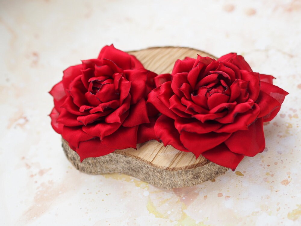 Fermaglio Per Capelli Con Fiore Di Peonia Hanfu - Spilla E Forcina Multiuso Per Matrimoni (Rosa/Rossa)